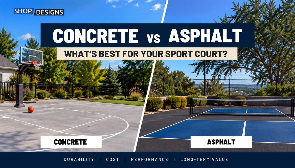 Concrete vs. asphalt sport court foundation comparison by Shop Designs