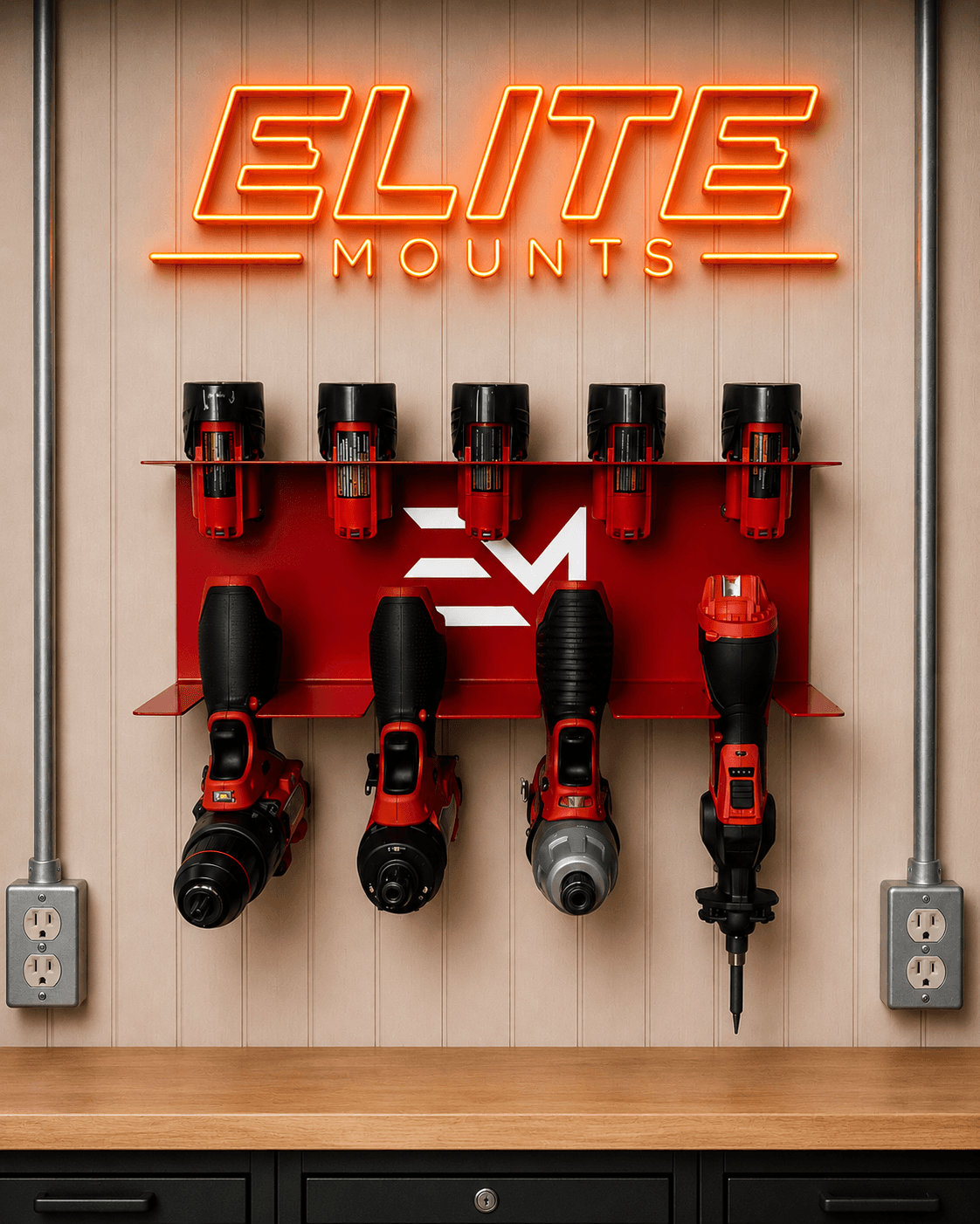 Elite Mounts Drill and Battery Shelf - Compatible with Milwaukee 12v Battery, photo 5 of 5