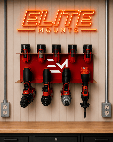 Elite Mounts Drill and Battery Shelf - Compatible with Milwaukee 12v Battery, photo 5 of 5