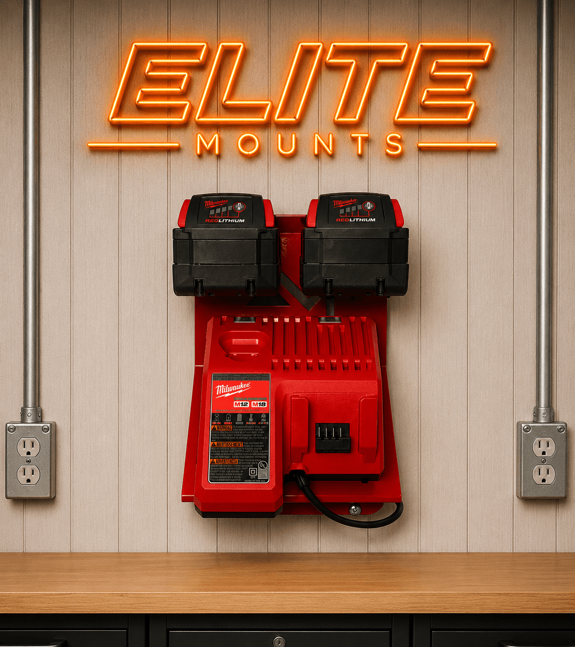 Elite Mounts Charger and Battery Mount - Compatible with Milwaukee 18v Battery, photo 5 of 5