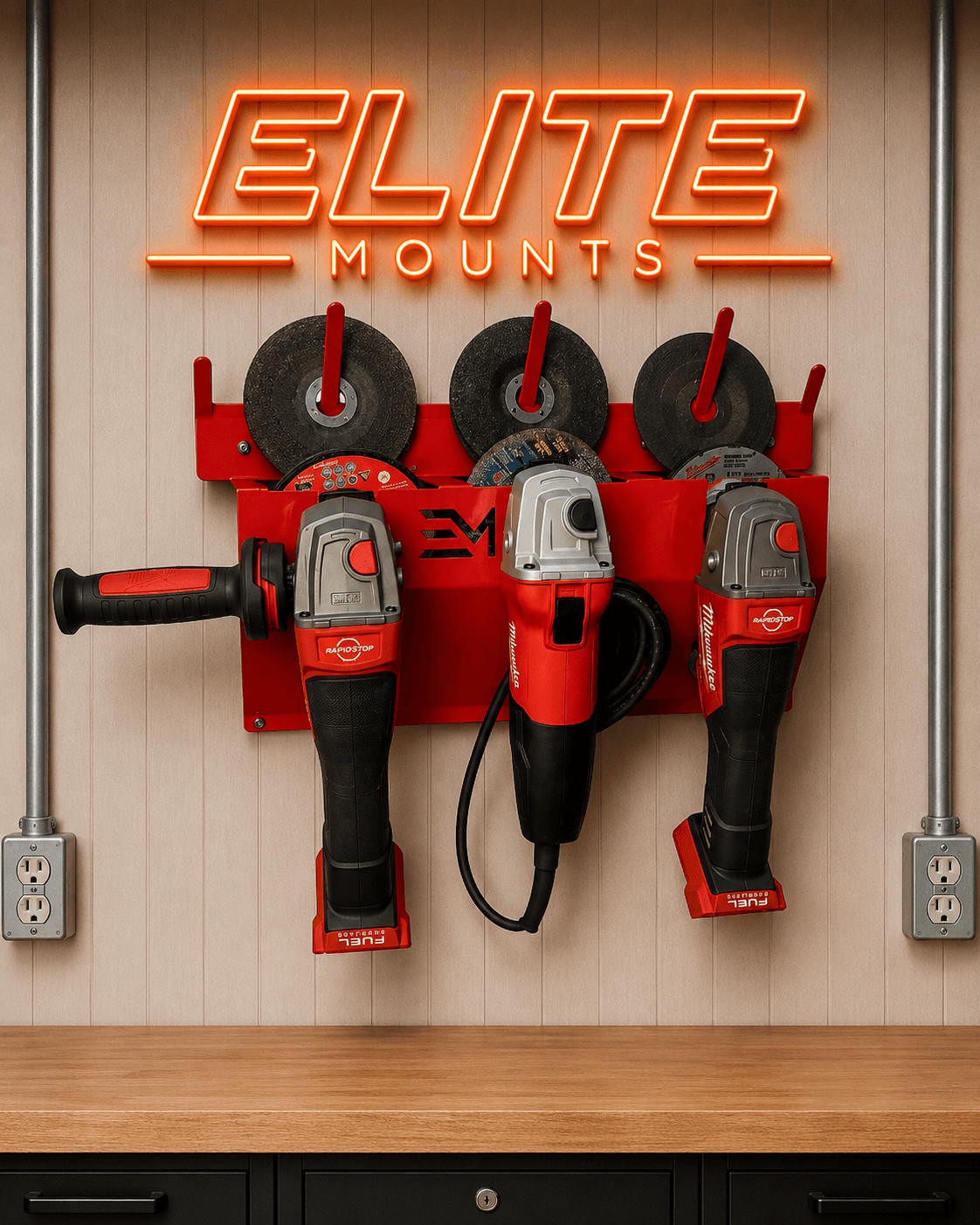Elite Mounts 4.5in Angle Grinder Holder - Compatible with Milwaukee, photo 5 of 5