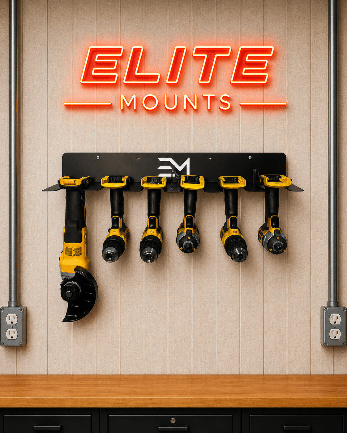 Elite Mounts 6-Slot Drill Organizer compatible with DeWalt 20v, photo 5 of 5