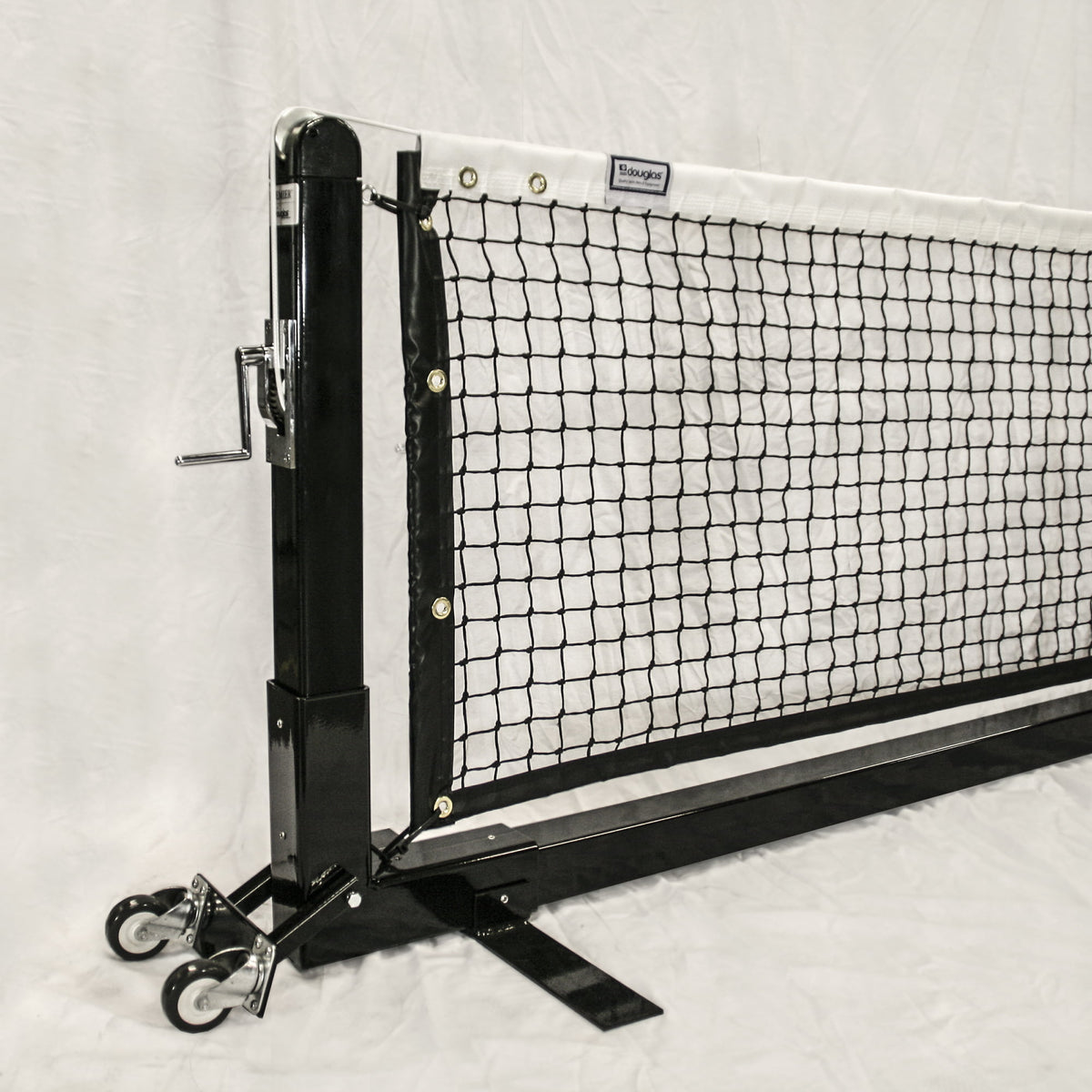 Douglas PPS-22SQ Premier portable pickleball net system, steel frame with transport wheels