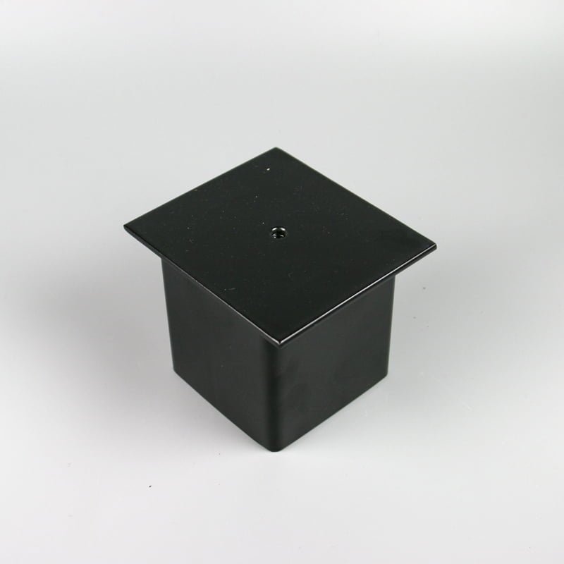 Black steel T-plug caps for square net post ground sleeves, 3, 3.5 and 4 inch