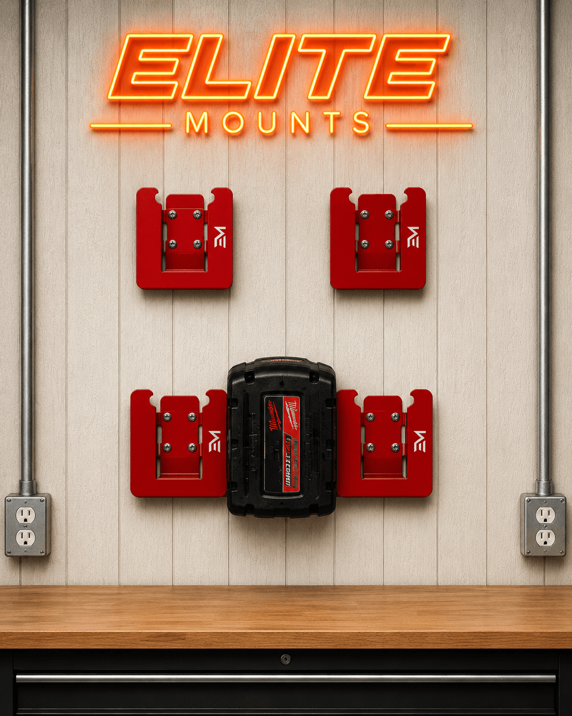 Elite Mounts Battery Holders 5-Pack - Compatible with Milwaukee 18v Battery, photo 7 of 7