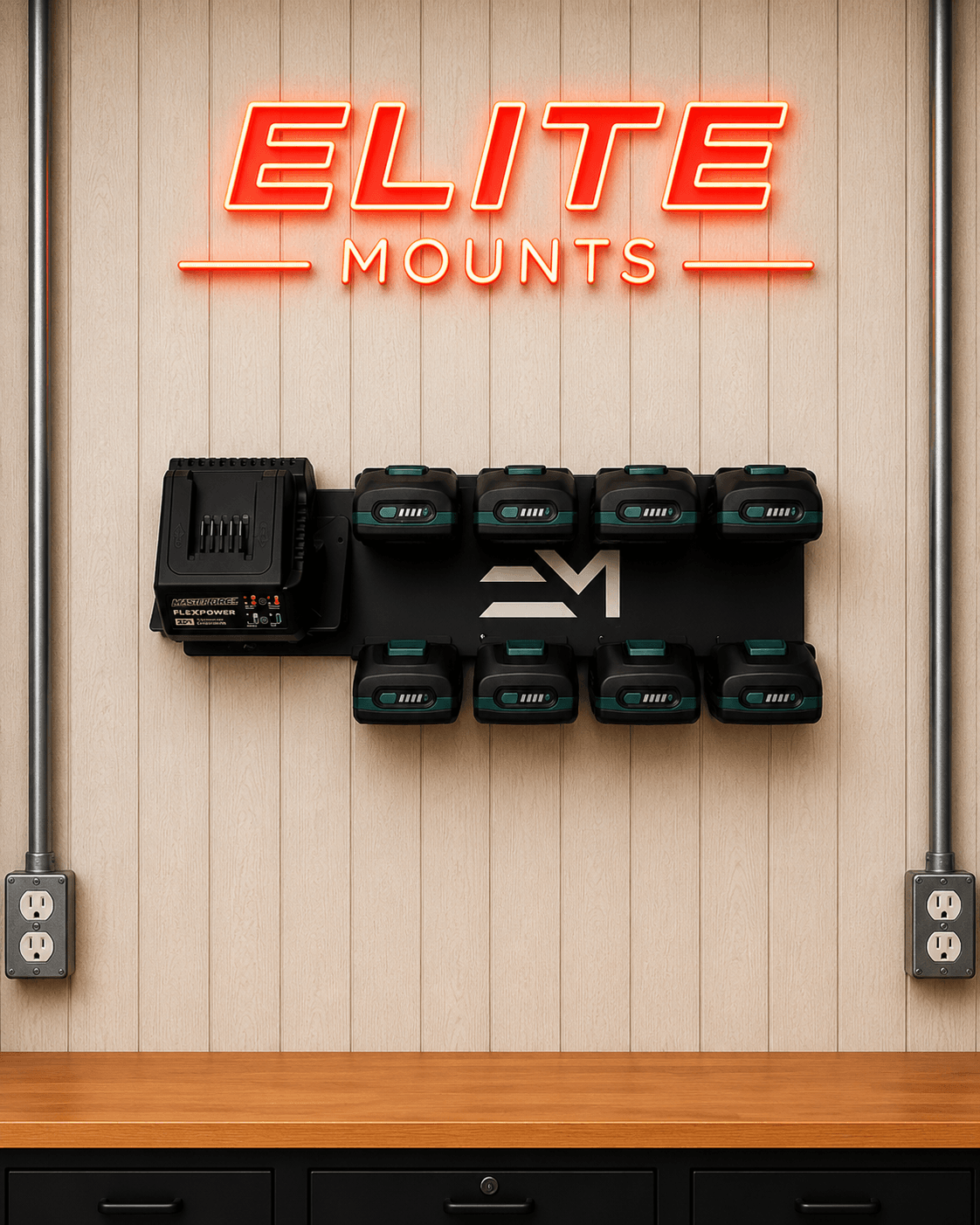 Elite Mounts Battery Organizer Charging Station compatible with Masterforce 20v, photo 5 of 5