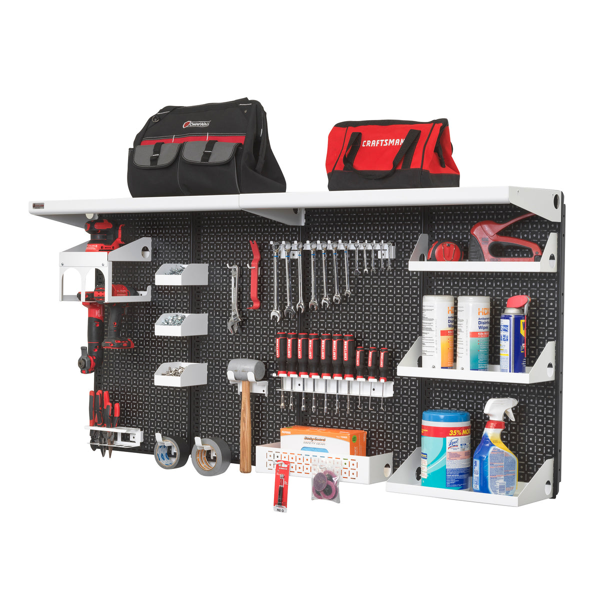 OmniWall 4 Panel Kit in black with white accessories
