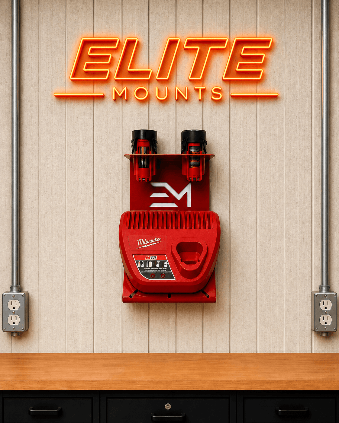 Elite Mounts Charger and Battery Mount - Compatible with Milwaukee 12v Battery, photo 5 of 5
