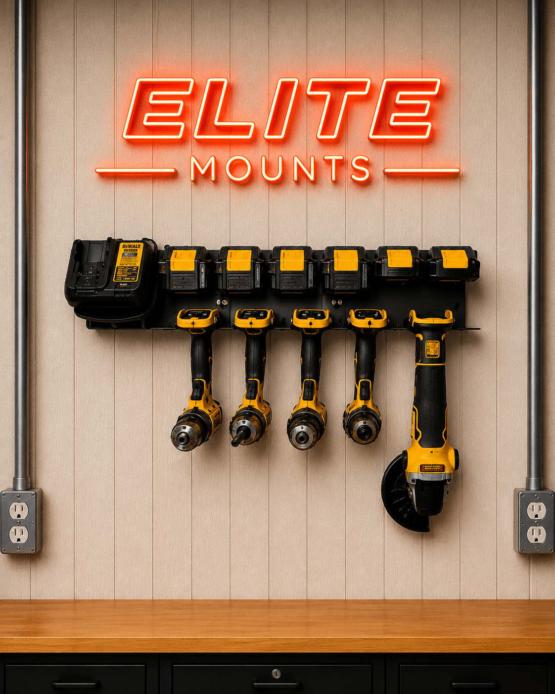 Elite Mounts DeWalt 20v Drill & Locking Battery Charging Station, photo 5 of 5