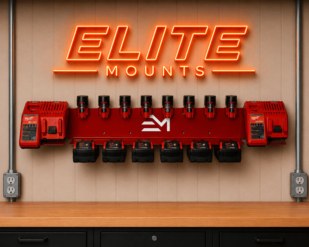 Elite Mounts Dual Battery Charging Station - Compatible with Milwaukee 12v,18v Battery, photo 6 of 6