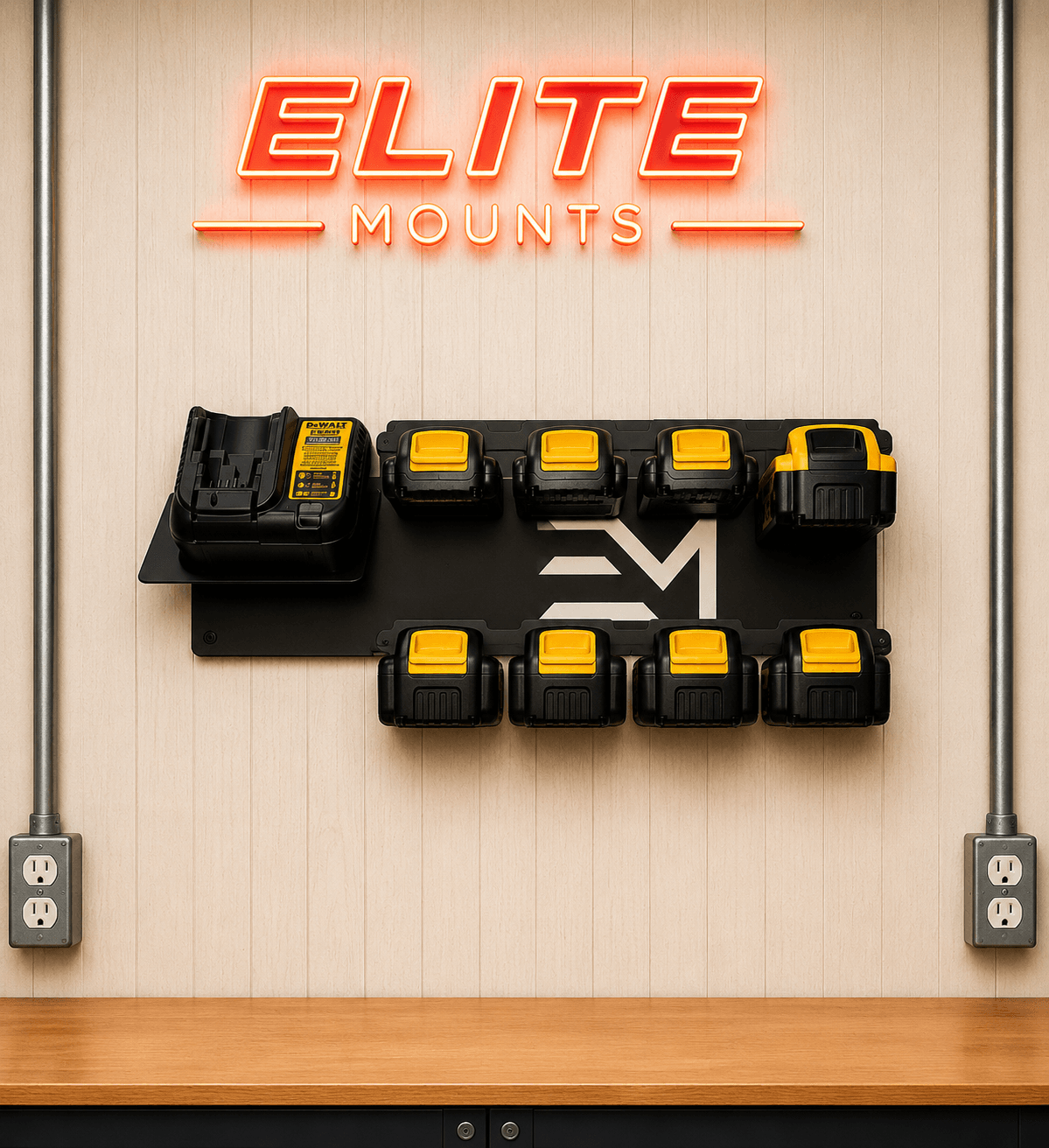 Elite Mounts Locking Battery Charging Station compatible with DeWalt 20v, photo 5 of 5