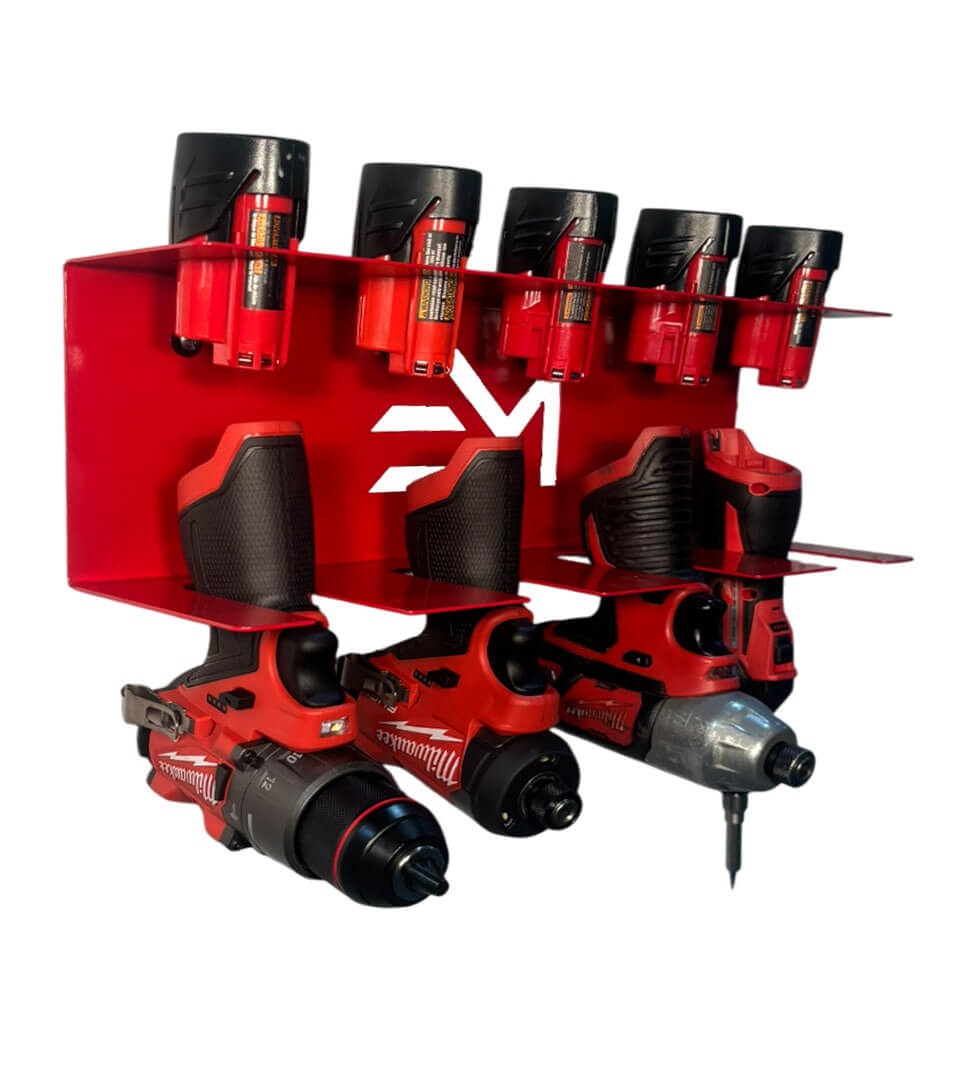 Drill and Battery Shelf – Compatible with Milwaukee 12v Battery