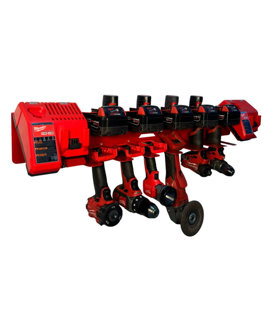 Drill and Battery Charging Station - Compatible with Milwaukee 12v, 18v Battery