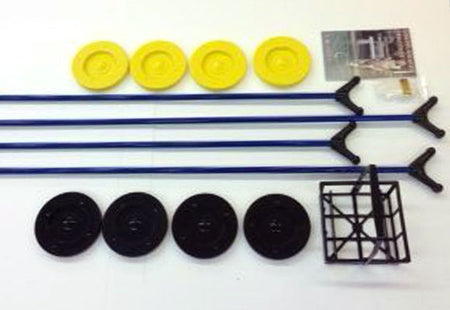Deluxe fiberglass shuffleboard set with discs and scoreboard